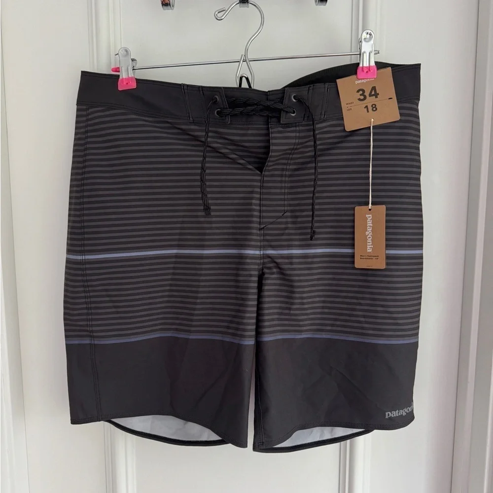 NWT Patagonia Swim Board Shorts Hydropeak Blue Size 34